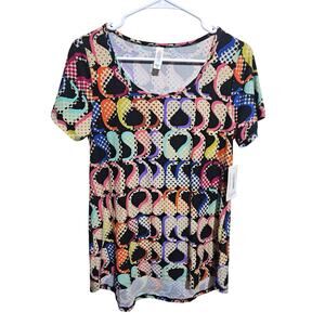 New LulaRoe Top Womens Retro Classic Blouse Size XS Hi-Low Scoop Neck (849)
